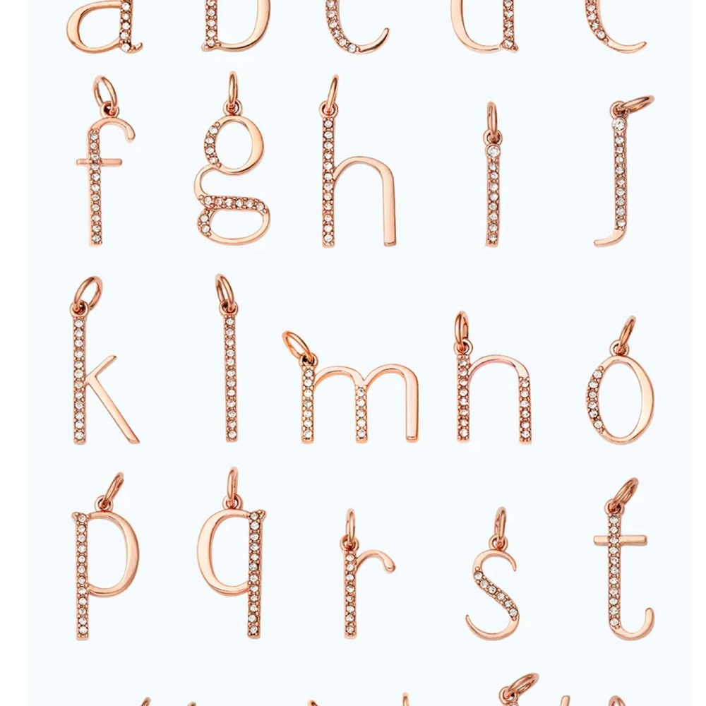 KEEP-It Pavé Letter necklace charm C & Double Heart charm Rose Gold. (2 charms)